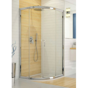 Half-round corner shower Sanplast KP4/TX5b-90-S, 90x90cm, glass transparent, silver profile shiny