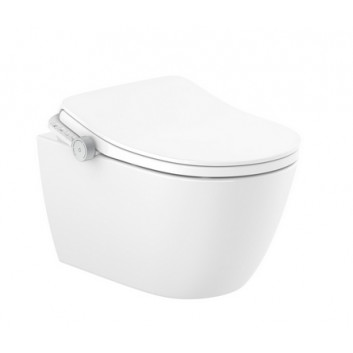 Bowl WC wall-hung, Roca Ona In-Wash® Rimlessm ukryte przyłącze, wymaga podłączenia do prądu, white