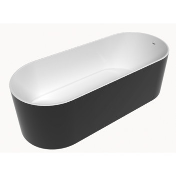 Bathtub freestanding, oval Flaminia Oval Bicolor 170, black shine/white, set drain- sanitbuy.pl