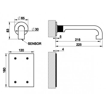 Electronic washbasin faucet Gessi Inciso, standing, height 240mm, chrome