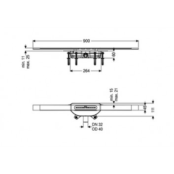 Drainline 90cm , Kessel Linearis Infinity 60, brushed steel