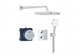 Concealed shower set with head shower Tempesta 250 Cube, Grohe Groheterm, chrome