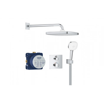 Concealed shower set with head shower Tempesta 250 Cube, Grohe Groheterm, chrome