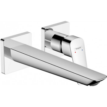 Mixer single lever basin Fine with spout 20.6cm, wall mounted concealed, Hansgrohe Logis, chrome