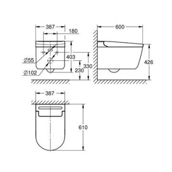 GROHE Sensia Pro Toaleta myjąca do montażu z concealed systemem spłukującym