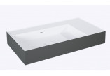 Washbasin wall mounted left 100.5x45.5cm, Elita Solid-Surface, white mat/black mat