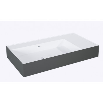 Washbasin wall mounted left 80.5x45.5cm, Elita Solid-Surface, white mat/anthracite mat