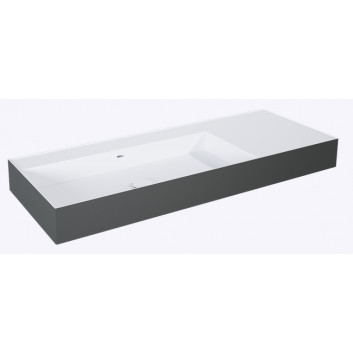 Washbasin wall mounted left 120.5x45.5cm, Elita Solid-Surface, white mat/black mat