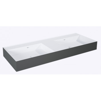 Washbasin wall mounted left 120.5x45.5cm, Elita Solid-Surface, white mat/anthracitemat