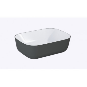 Washbasin wall mounted left DUO 120.5x45.5cm, Elita Solid-Surface, white mat/anthracite mat