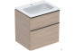 Vanity washbasin Geberit iCon Set slim, z szafką pod umywalkę, White washbasin, cabinet oak