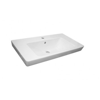 Countertop washbasin Roca Gap Round, 55x40cm, z overflow, battery hole, white