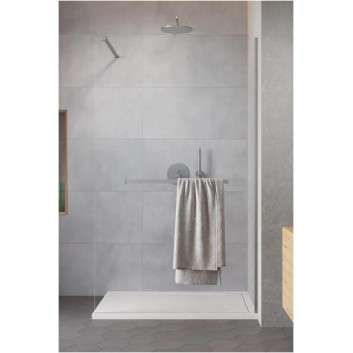 Shower cabin walk-in Radaway Modo New Brushed Copper II with hanger, 90x200cm, glass transparent, profil szczotkowana miedź