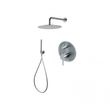 Shower set Vema Tiber Steel, concealed, 2 wyjścia wody, overhead shower 25cm, stainless steel inox