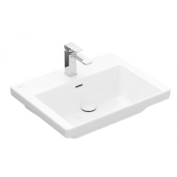 Washbasin rectangular z overflow without tap hole 65x47cm, Villeroy&Boch Subway 3.0, Weiss Alpin CeramicPlus,