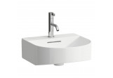 Washbasin wall mounted Laufen Sonar, SaphirKeramik, 41x42cm, with hole na baterie, z overflow, included ceramic cover korka - white