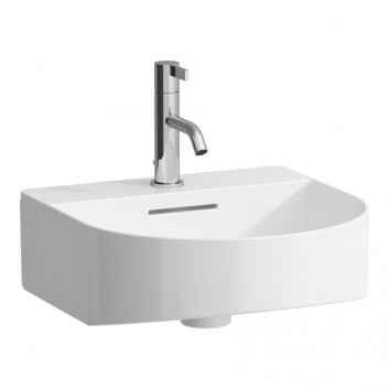 Washbasin wall mounted Laufen Sonar, SaphirKeramik, 60x42cm, polished bottom, without tap hole, white