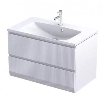 Cabinet vanity hanging 60cm, Oristo Brylant, white mat ryflowany