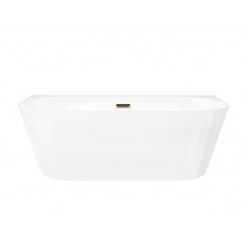 Bathtub wallmounted freestanding Corsan Mono 150cm z szeroką krawędzią i wykończeniem black - white