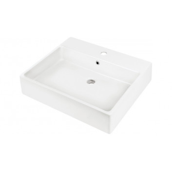 Ceramic washbasin countertop/wall-mounting z miejscem na baterię 50x50cm , Deante Temisto, white