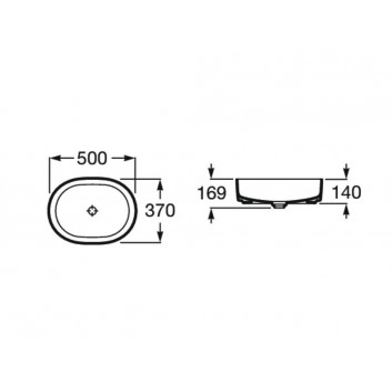 Countertop washbasin Roca Inspira Round, 50x37cm, cienkościenna, without overflow, Fineceramic, onyks