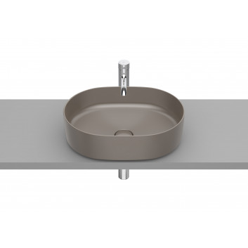 Countertop washbasin Roca Inspira Round, 50x37cm, cienkościenna, without overflow, Fineceramic, onyks
