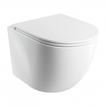 Wall-hung wc SILENT POWER™ Omnires Ottawa,with soft-close WC seat, 49x37cm, white shine