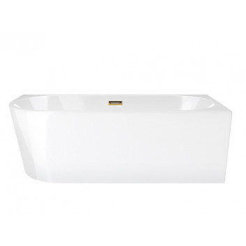 Corner bathtub for wall installation Corsan INTERO right 160 cm z wykończeniem złotym - white