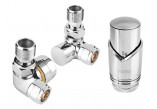 Dekoracyjny set zaworowy thermostatic Ferro zespolony, kątowy - chrome