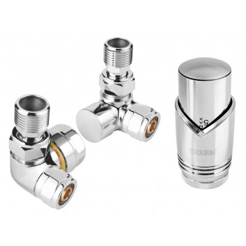 Dekoracyjny set zaworowy thermostatic Ferro zespolony, kątowy - chrome