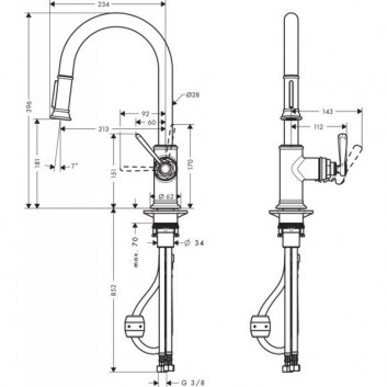 Kitchen faucet Axor Montreux, wys. 39,6 cm, single lever, with pull-out spray, DN15, chrome- sanitbuy.pl