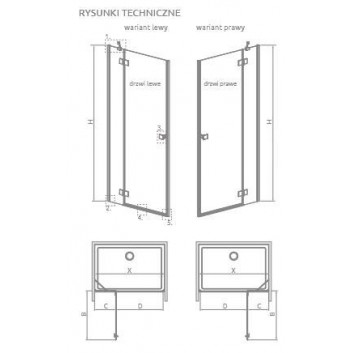 Door cabins prysznicowej Radaway Essenza 8 KDJ 90, left, 100x2000mm, glass transparent, profil gold szczotkowane