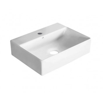 Ceramic washbasin Laveo Kvadrato 47x36 cm countertop, without hole na baterie - white