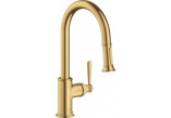 Single lever kitchen faucet Hansgrohe Axor Montreux 180 with pull-out spray - brushed brass