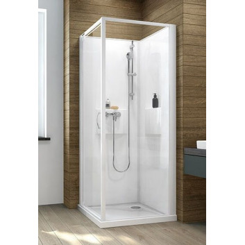 Cabin czterościenna Sanplast Basic Complete, 90 cm complete, glass transparent, white profile
