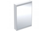 Cabinet with mirror Geberit One z ComfortLight i jednymi drzwiami, montaż concealed, height 90 cm - color white, powierzchnia aluminium malowane proszkowo