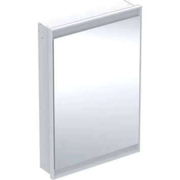 Cabinet with mirror Geberit One z ComfortLight i jednymi drzwiami, montaż wall mounted, height 90 cm - color white, powierzchnia aluminium malowane proszkowo