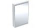 Cabinet with mirror Geberit One z ComfortLight i jednymi drzwiami, montaż wall mounted, height 90 cm - color white, powierzchnia aluminium malowane proszkowo