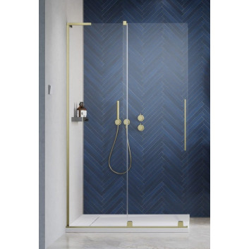 Shower cabin Radaway Furo-SL Brushed Gold Walk-in 1200x2000 mm, right version - glass transparent, profil gold szczotkowany
