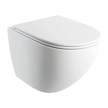 Bezkołnierzowa bowl toilette hanging OMNIRES OTTAWA COMFORT with soft-close WC seat, 54 x 37 cm - white mat