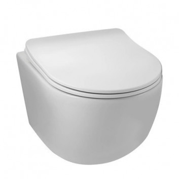 Bowl wall-hung WC Balneo Luna Tornado 36,5x48,5 cm, white bez kołnierza with soft-close WC seat z duroplastu