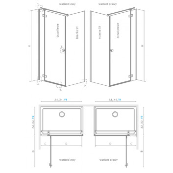 Door cabins prysznicowej Radaway Essenza 8 KDJ 80, left, 800x2000mmm, glass transparent, chrome