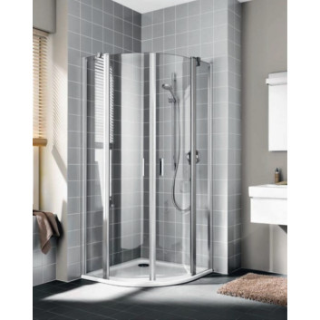 Hinged door Kermi Filia XP 1-swing with fixed panel, otwierane w prawo, szer. 90 cm, wys. 200 cm, silver profile, glass transparent z KermiClean