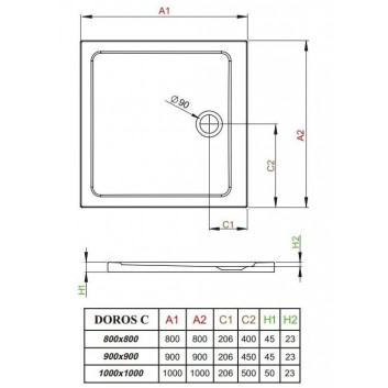 Brodzik Dolphi Radaway Doros C kwadratowy 80x80 cm- sanitbuy.pl