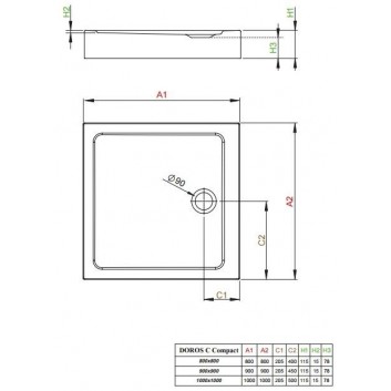 Acrylic shower tray Radaway Doros C square 80x80 cm- sanitbuy.pl