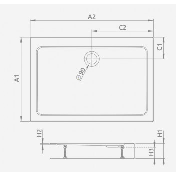 Shower tray rectangular Radaway Doros F, 120x90cm, acrylic, stone antracytowy