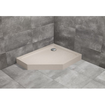 Pentagonal shower tray lewy with cover Radaway Doros PT E Compact 100x80cm - stone kaszmirowy