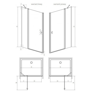 Door shower Radaway Nes KDS II 120, left, 1200x2000mm, silver profil