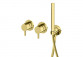 3-hole bath mixer Kohlman Axel, standing, spout 190mm, 2 wyjścia wody, Shower set, gold shine