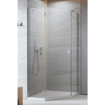 Cabin pentagonal Essenza PTJ 90x90 door right, glass transparent, Radaway ESSENZA PTJ - Chrome